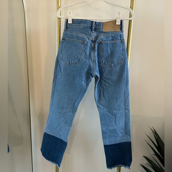 RAG & BONE Maya HW Two-Tone frayed Denim Blue Jeans - Picture 5 of 12